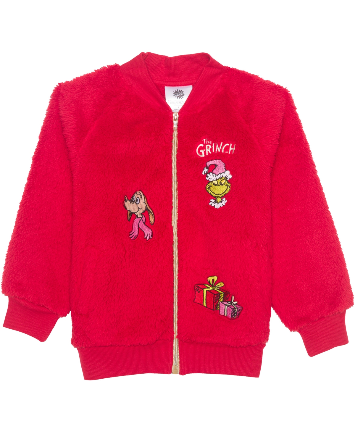 The Grinch Girls 2t-6x Zipper Woobie Jacket In Red