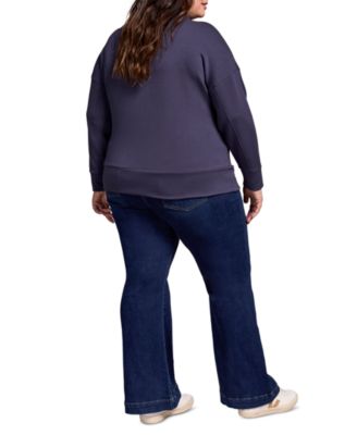 Plus Size Techno Lux Drop Shoulder Funnel Neck Knit Top