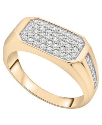Macy's - Men's Diamond (1/2 ct. t.w.) Ring in 14K Gold-Plated Sterling Silver
