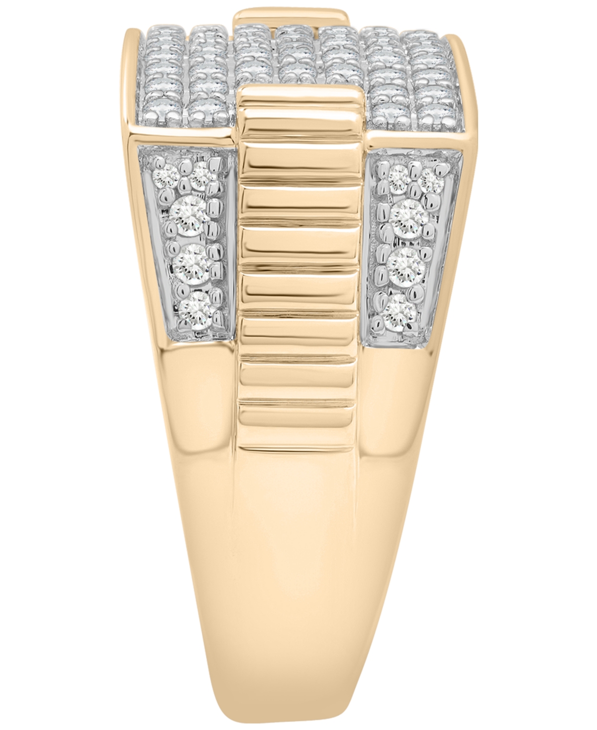 Macy's Men's Diamond (1 ct. t.w.) Multi-Row Ring in 10K Yellow Gold