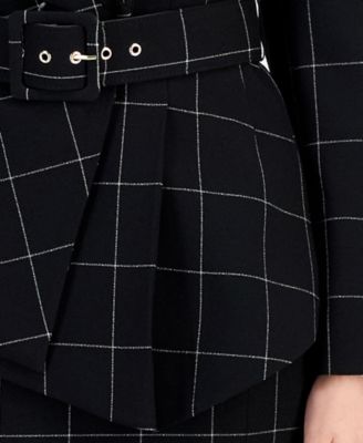 Women's Windowpane-Print Skirt Suit Set