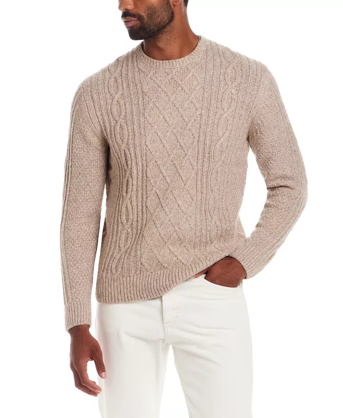 Men's Alpaca Blend Mixy Cable Knit Crew Neck Sweater - thumbnail 5