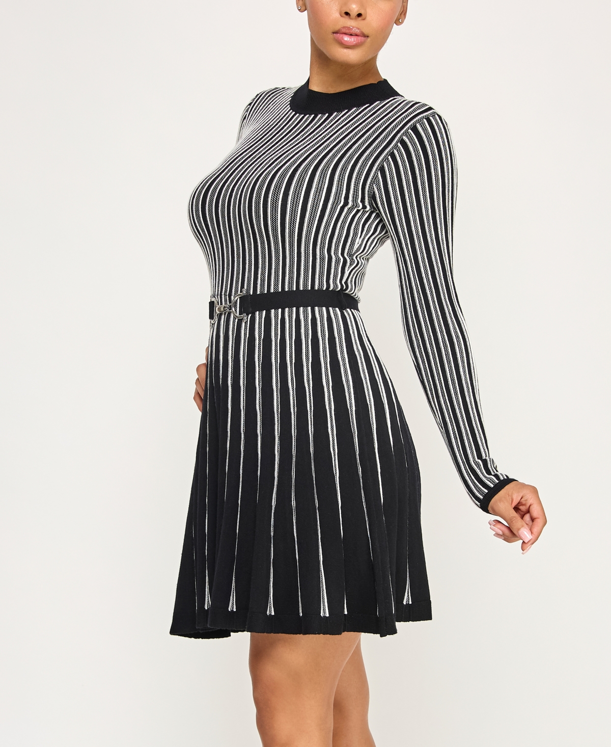 Invitee Juniors' Vertical Ottoman Stripe Short Sweaterdress