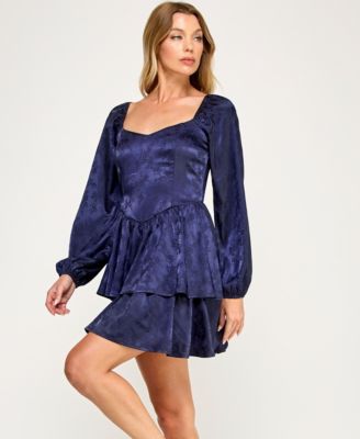 Juniors' Long Sleeve Double-Tiered Dress