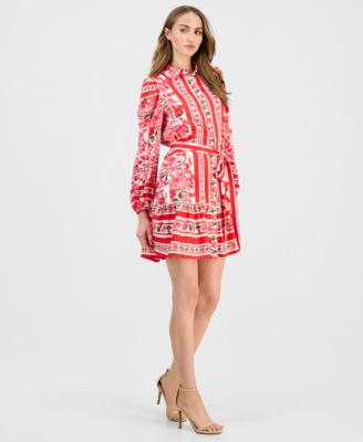 Women's Printed Flounce-Hem Shirtdress