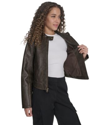 Women's Faux Leather Racer Jacket