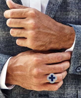 Men's Sapphire (3-1/2 ct. t.w.) & Diamond (1/3 ct. t.w.) Ring in Sterling Silver