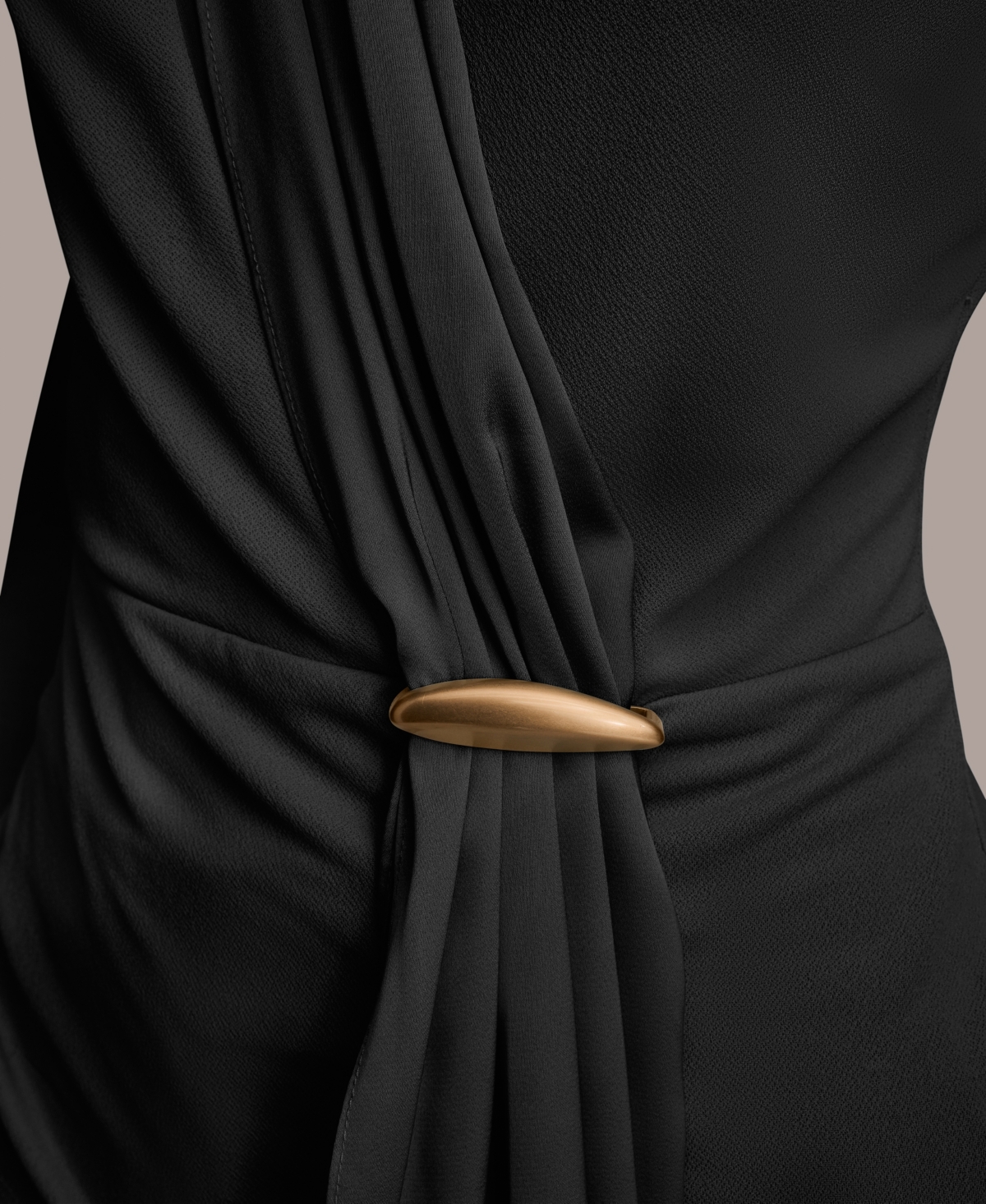 Donna Karan New York Women's Long Sleeves Drape Neck Bar Hardware Top