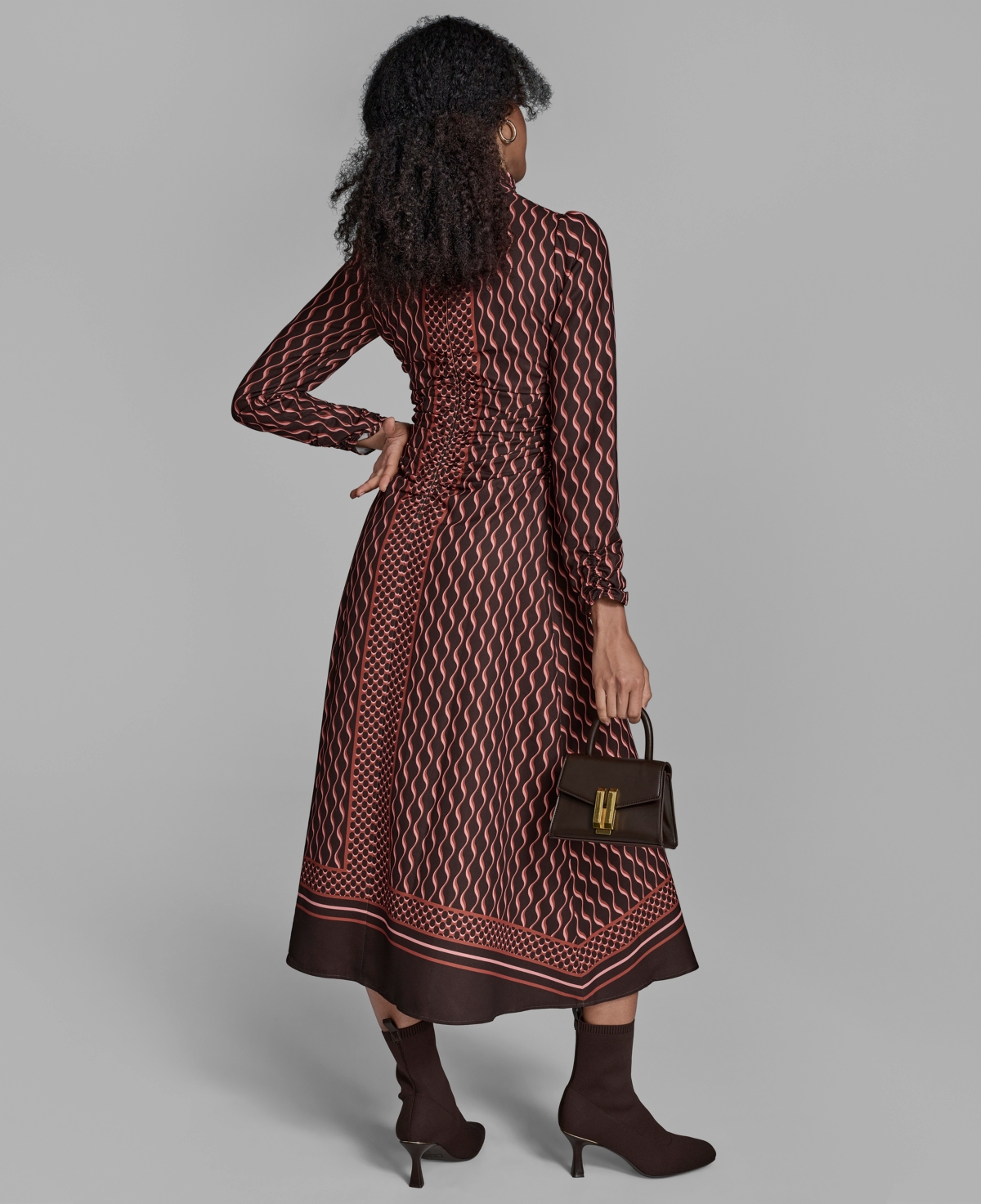 Bcbg Women's Long Sleeve Mock Neck Midi Dress