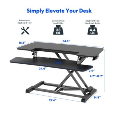 Flexispot M7 Series 35"W Manual  Adjustable Standing Desk Converter, Black