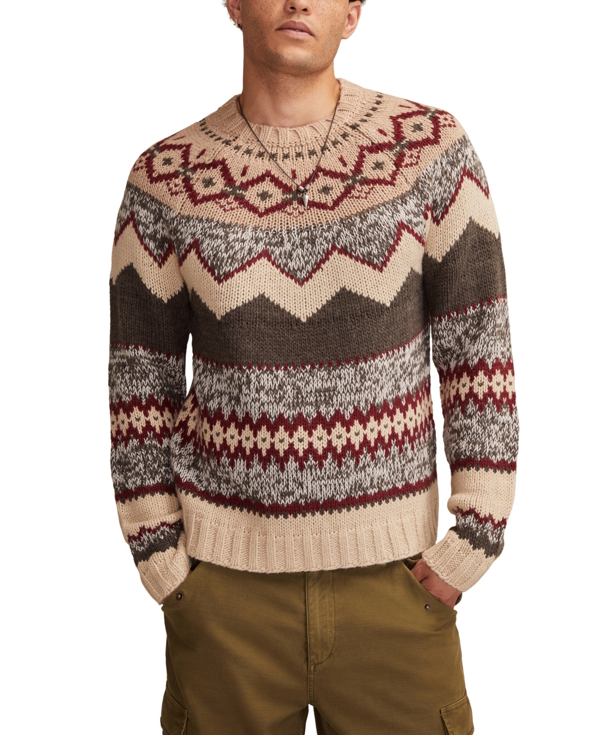 Lucky Brand Men's Fair Isle Crewneck Long-Sleeve Sweater