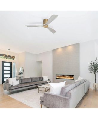 52-inch Modern Golden Sliver 3 Solid Wood Blade 6-speed Remote Control and Forward Reverse Rotation Function Ceiling Fan