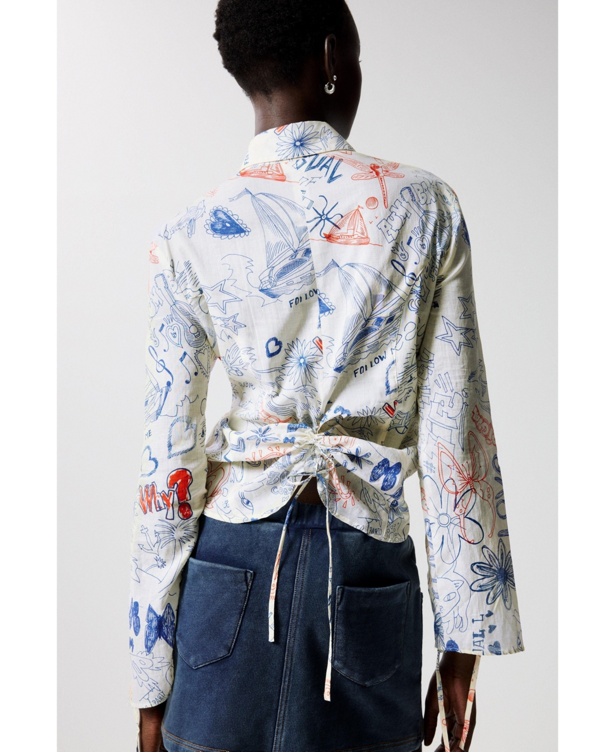 Desigual Women's Printed shirt with ties
