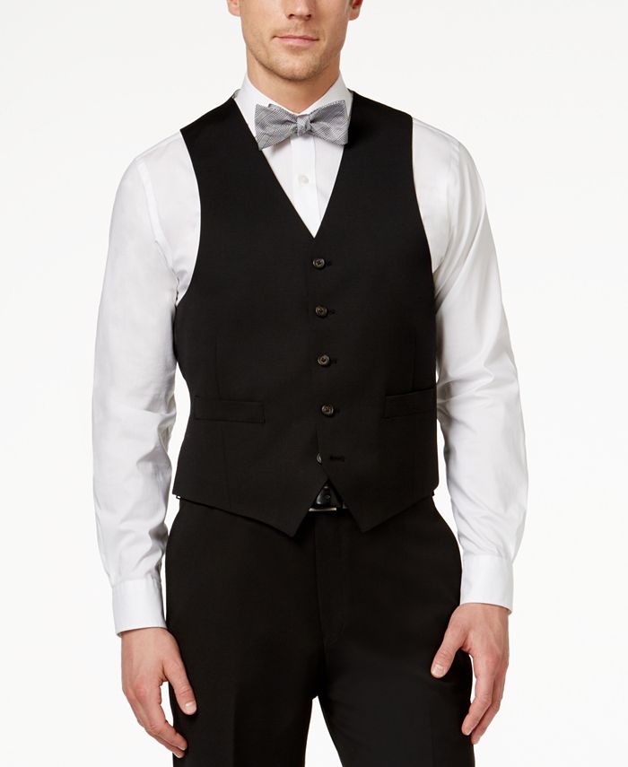 Lauren Ralph Lauren Solid Black Pure Wool Big and Tall Vested Suit - Macy's