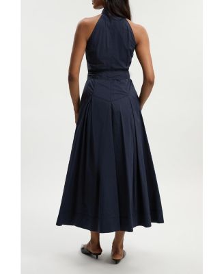 Women's Midi Shirt Dress With Dropped Waist