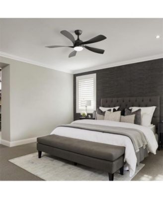 52-inch Black Modern Downrod Indoor ABS 5 Blades LED Ceiling Fan Light