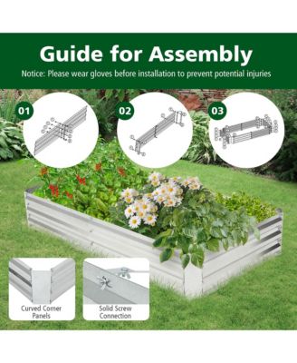 2PCS Galvanized Raised Garden Bed Elevated Rectangle Plant Box 6 x 3 x 1FT