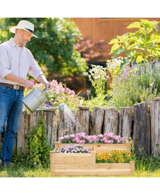 3-Tier Outdoor Raised Garden Bed Fir Wood Elevated Flower Box