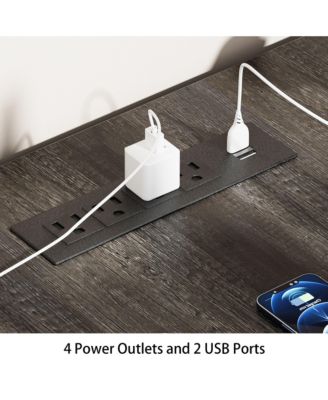 56'' Lift Top Computer Desk with Drawers and Power Outlets, Lift Top Executive Desk