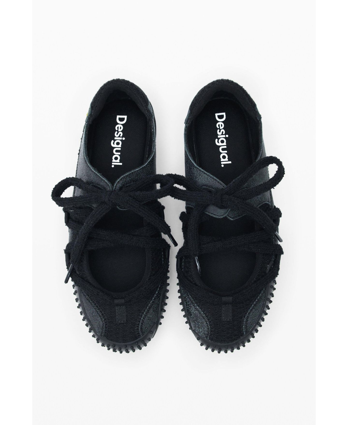 Женские кроссовки Desigual Leather lace-up, цвет: Чёрный — фото 3