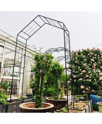 Metal Garden Arch Climbing Plants Support Black