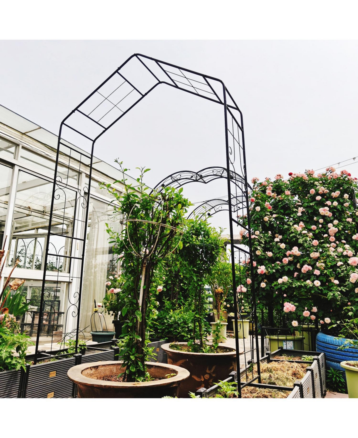 Streamdale Furniture Metal Garden Arch Climbing Plants Support Black