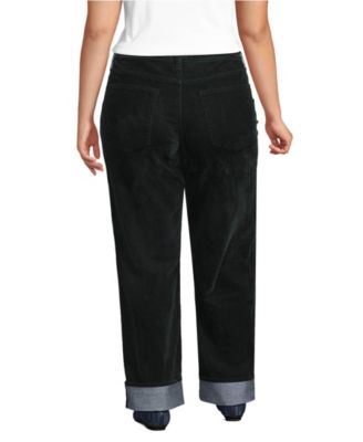 Women's Flocked Denim Mid Rise Relaxed Straight Leg Cuff Jeans