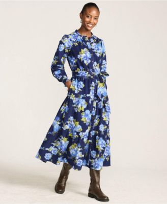 Women's Pinwale Cord Smocked Sleeve Maxi Dress