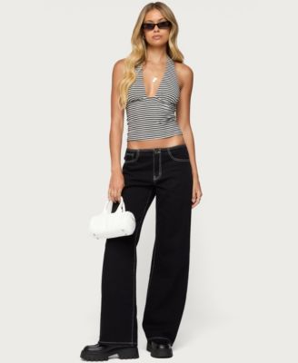 Women's Contrast Stitch Low Rise Jeans