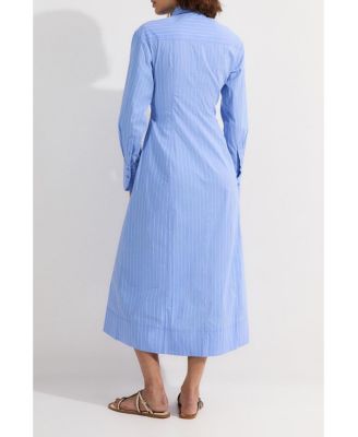 Women's Rosette Woven Shirt Maxi Dress