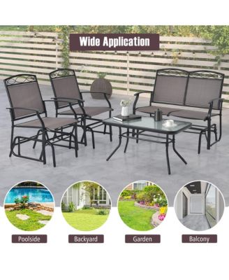 Patio Swing Glider Chairs Set of 2 Outdoor Metal Glider Armchairs Garden Poolside