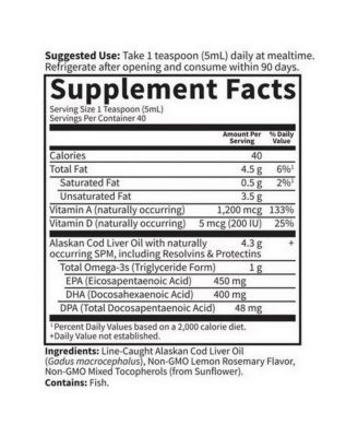 Dr. Formulated Alaskan Cod Liver Oil, Lemon, 200 ml