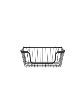 Stackable Metal Wire Storage Basket Set for Pantry, Countertop, Kitchen or Bathroom, Black, Set of 2