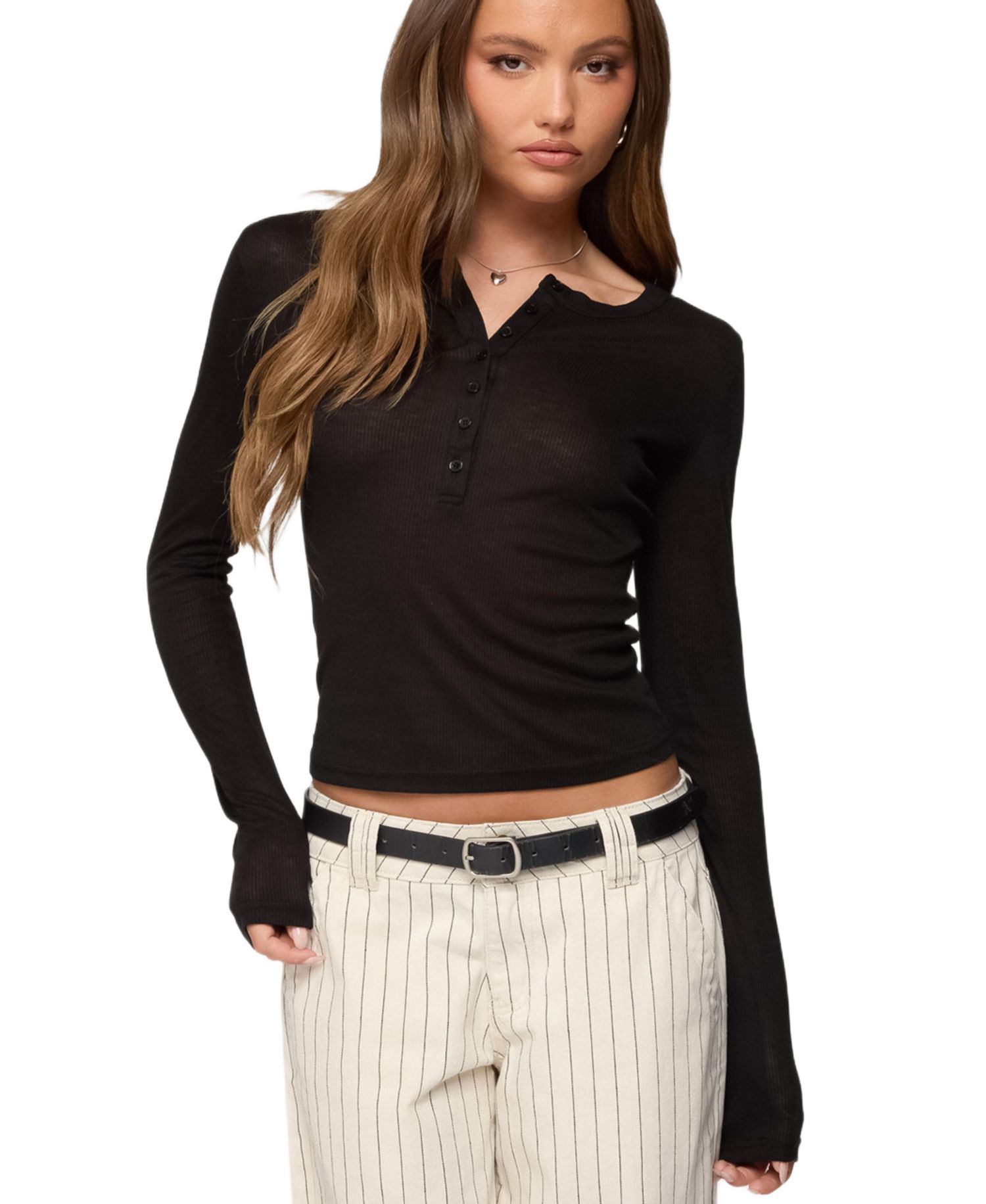 Women's Nettie Ribbed Henley Top