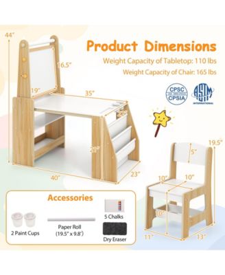 Kids Art Table and Chair Set with Easel and Chair for Drawing Reading
