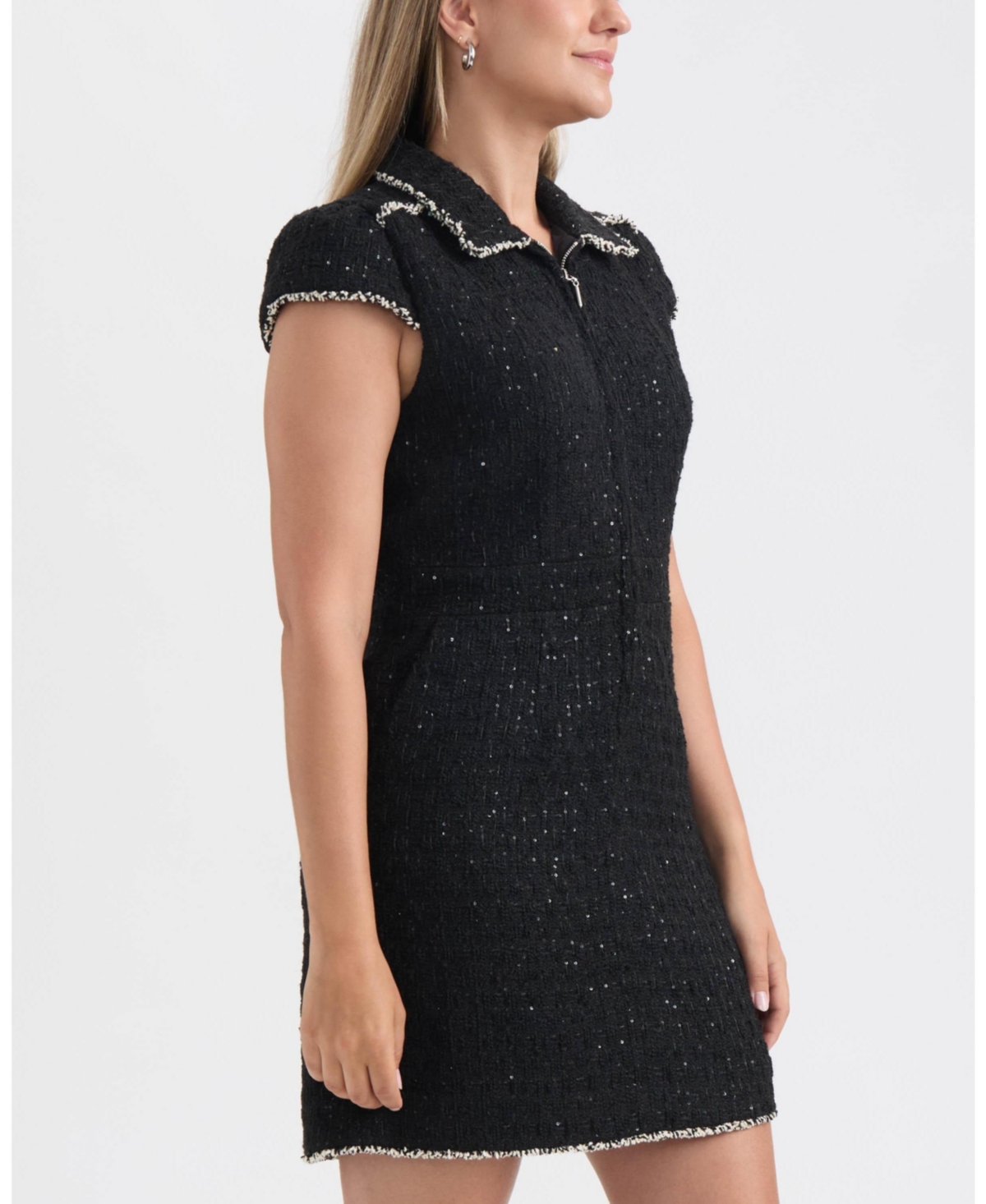 Ellen Tracy Women's Cap Sleeve Tweed Dress In Black