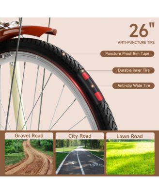 26-Inch 7-Speed Beach Cruiser Bike for Adults, High-Carbon Steel Frame & Easy Assembly for Leisure Rides