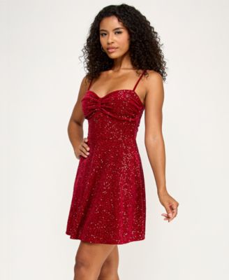 Women's Sweetheart Neckline Sequined Mini Dress