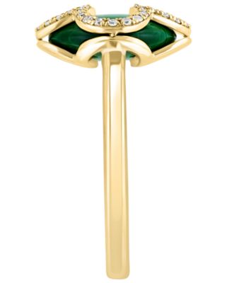 Diamond (1/8 ct. t.w.) and Malachite Ring in 14k Yellow Gold