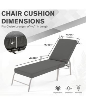 Chaise Lounge Cushions Outdoor Set of 2, 72x21x4 Inch Lounge Chair Cushion, Fade Resistant Patio Sun Lounger Replacement