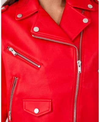 Women's Faux Leather Boxy Biker Jacket