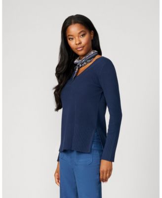 Women's V-Neck Rib Tunic Sweater
