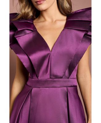 Women's Frill Sleeve V-Neck Midi Dress