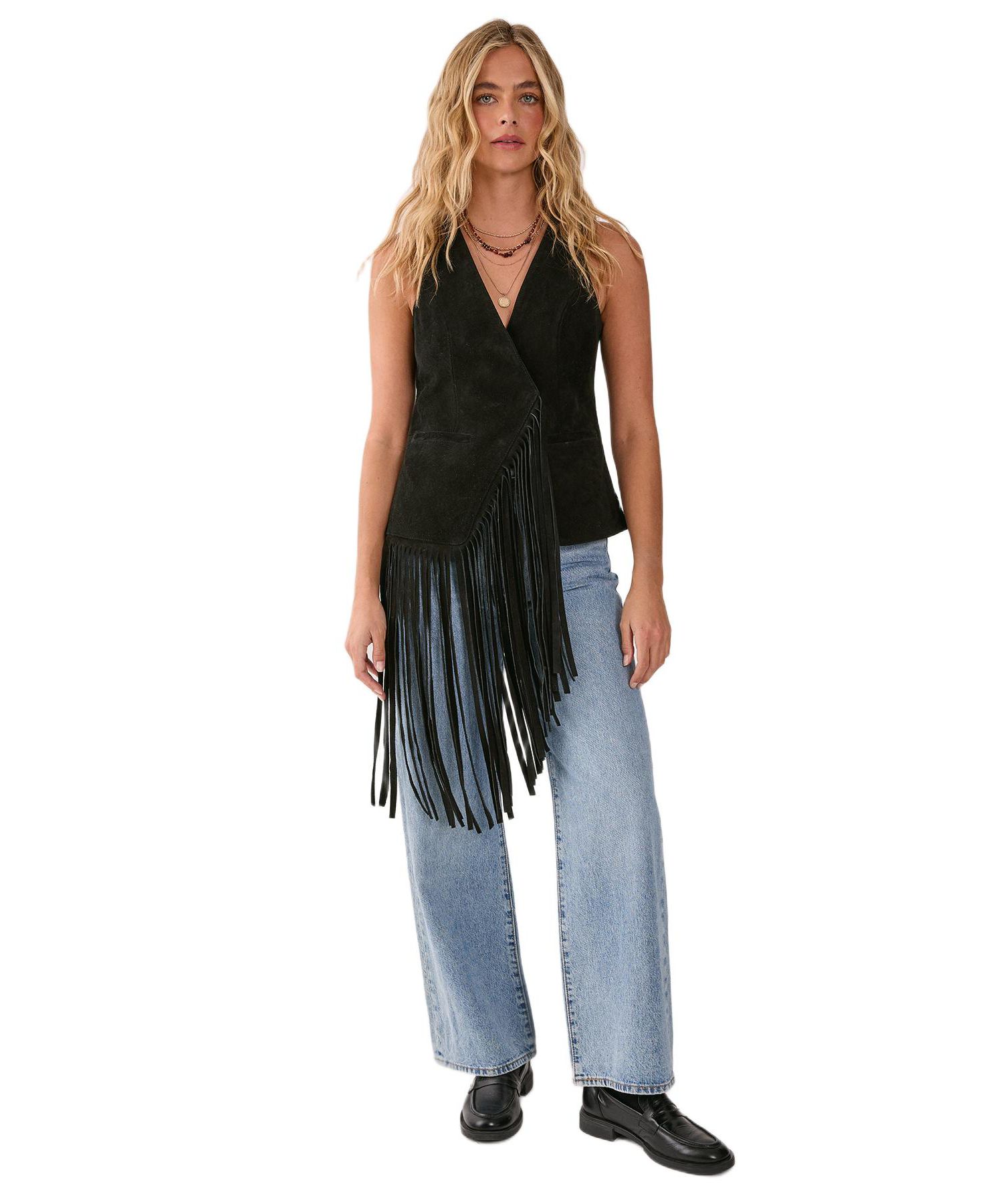Women's Premium Suede Fringe Waistcoat