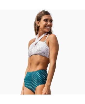 Plus Size 3in1 Adjustable Strap Split Front Tankini Swim Top