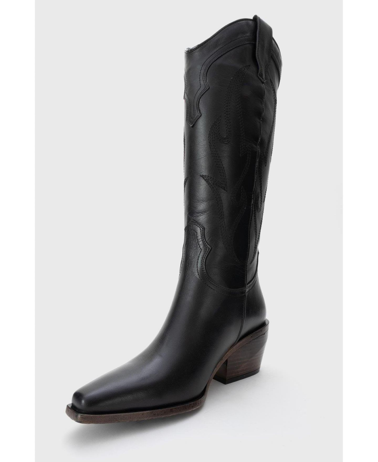 Женские ботинки Forever & Always Shoes Pietro Leather Western Knee High Boot, цвет: Чёрный кожаный — фото 3