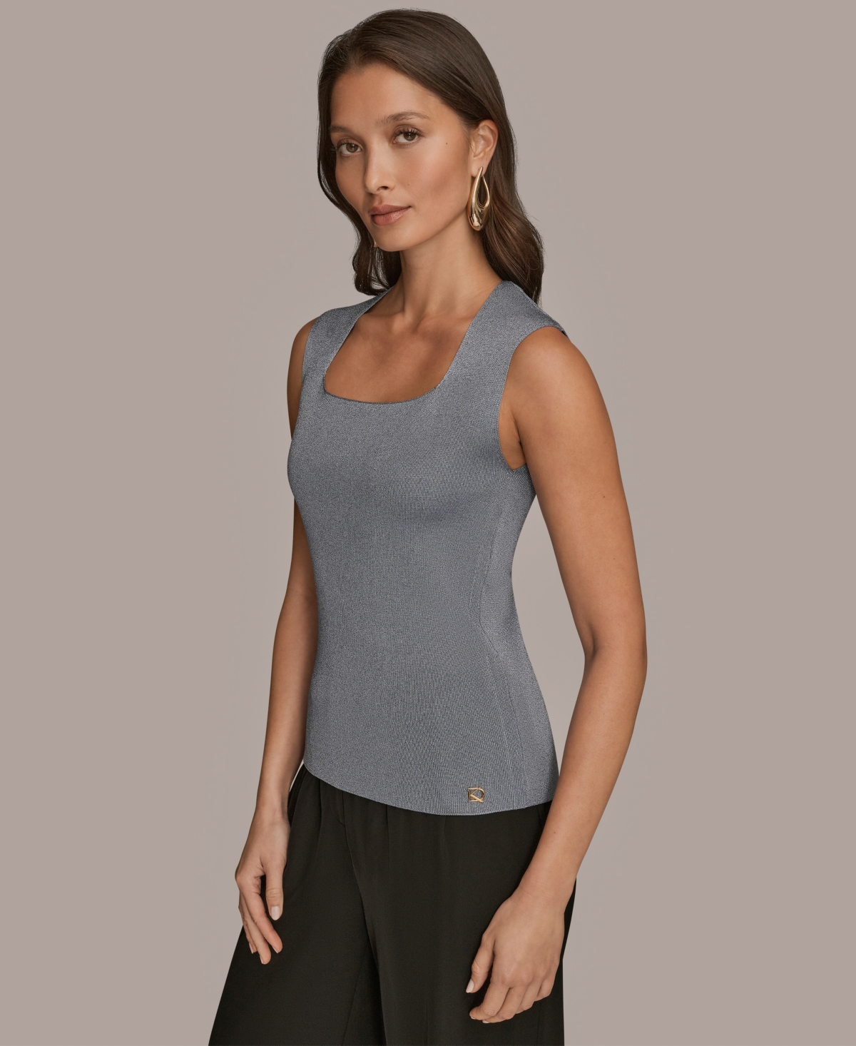 Donna Karan Women's Sleeveless Square Neck Sweater In Gray