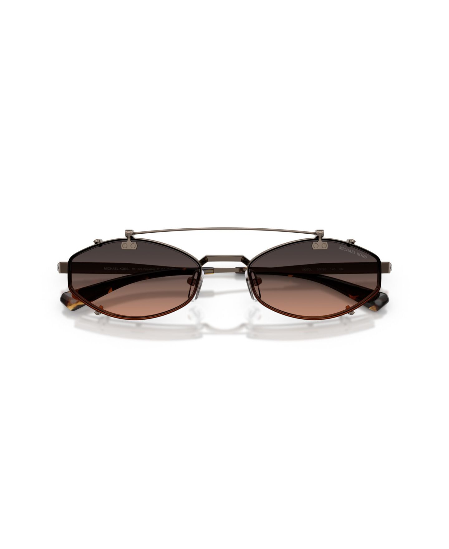 Мужские солнцезащитные очки Michael Kors Oval Palo Alto Sunglasses, MK1175, цвет: Бежевый золотой — фото 24