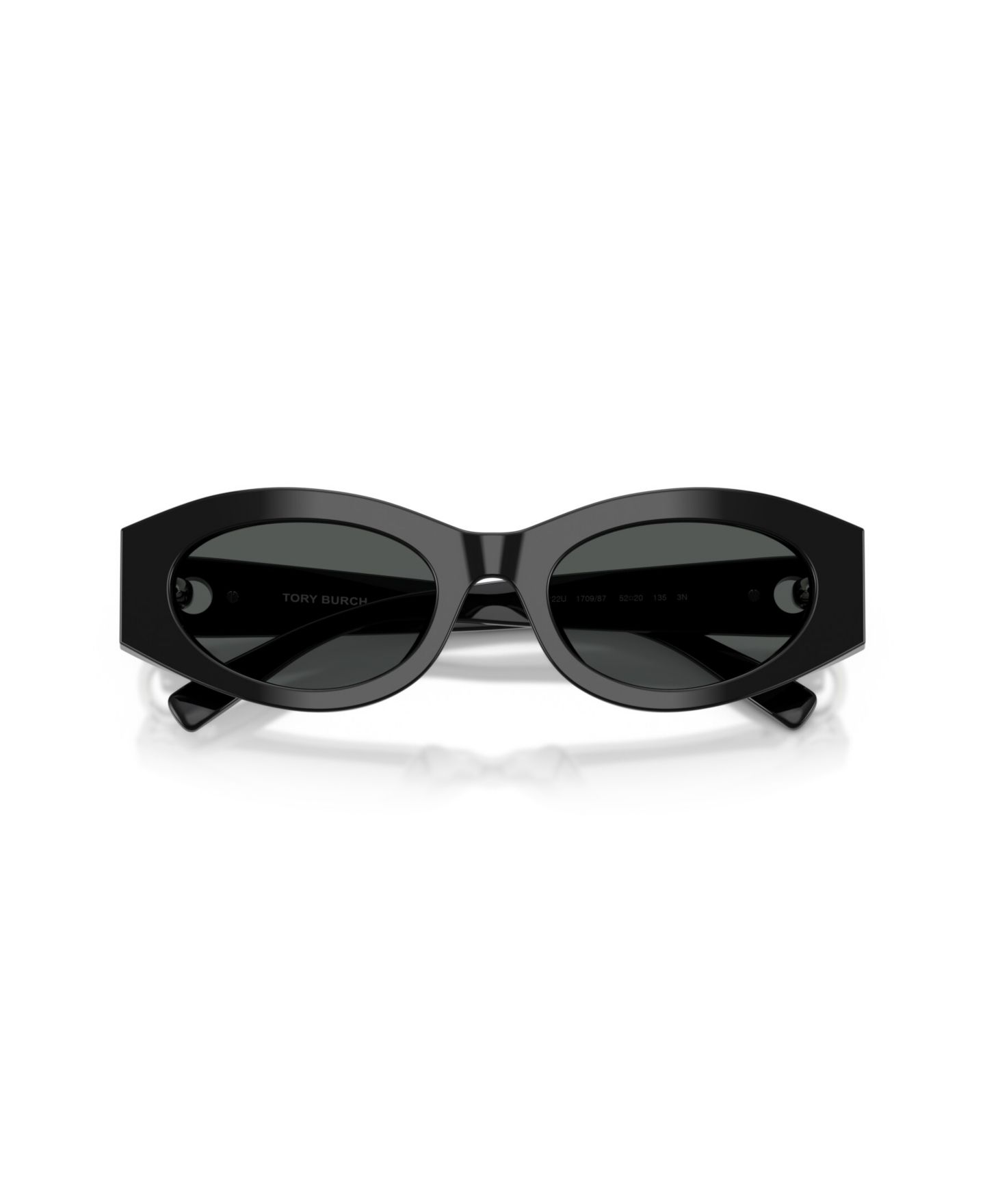 Женские солнцезащитные очки Tory Burch Oval Sunglasses, TY7222U, цвет: Чёрный — фото 6