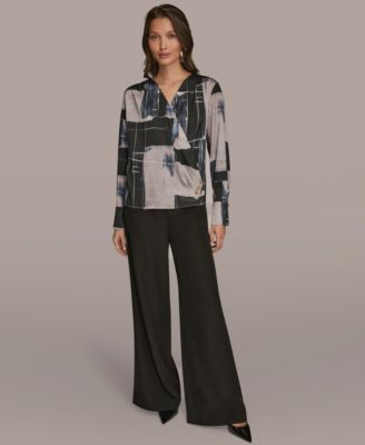 Women's Faux Wrap Long Sleeve V-Neck Top